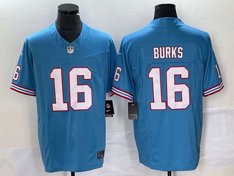 Men Tennessee Titans #16 Burks Light Blue Nike Throwback Vapor Limited NFL Jersey